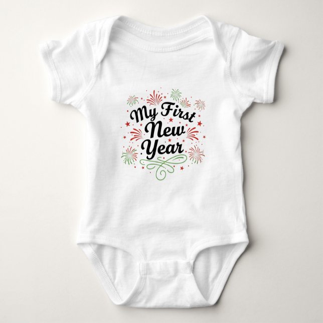 My First New Year 2026 Baby  Cute New Year outfit Baby Bodysuit (Front)