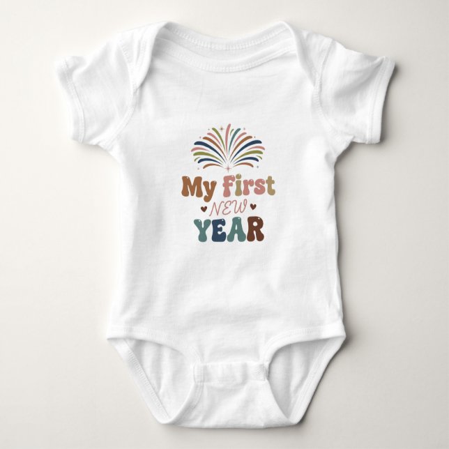 My First New Year 2026 Baby  Cute New Year outfit Baby Bodysuit (Front)
