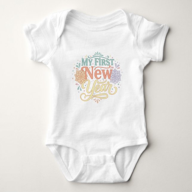 My First New Year 2026 Baby  Cute New Year outfit Baby Bodysuit (Front)