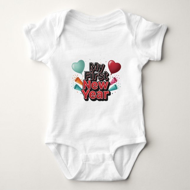 My First New Year 2026 Baby  Cute New Year outfit Baby Bodysuit (Front)