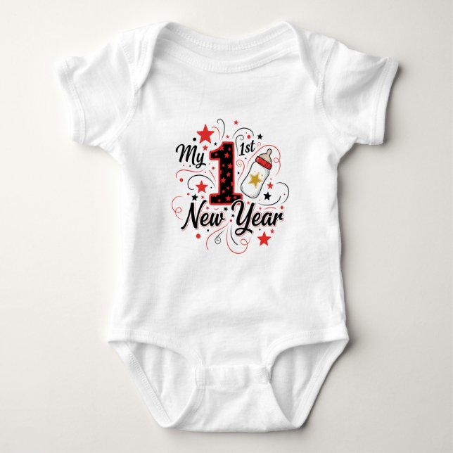 My First New Year 2026 Baby  Cute New Year outfit Bodysuit (Front)