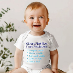 My First New Year's Resolutions, Baby Boy Funny    Baby Bodysuit