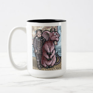 My First Pet #6 - Surreal Odd Goth Creature Two-Tone Coffee Mug
