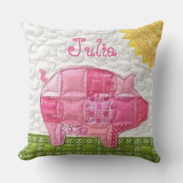 My First Pig Girl’s Throw Pillow (Front)