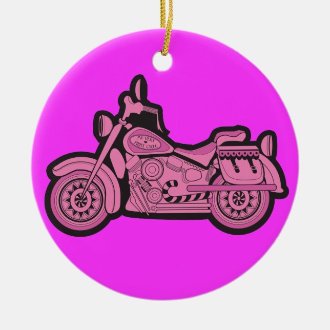 My First Pink Motorcycle Ceramic Ornament (Front)