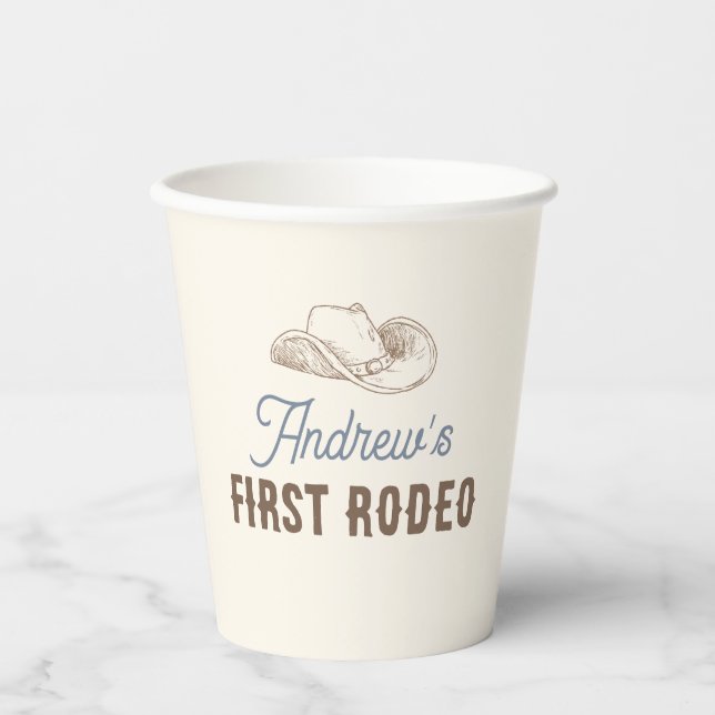 My First Rodeo Birthday Personalised Neutral Paper Cups (Front)
