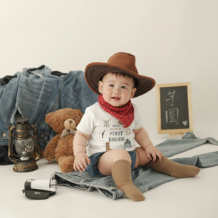 My First Rodeo Cowboy 1st Birthday Blue Baby Baby T-Shirt