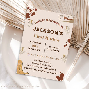 My First Rodeo Cowboy 1st Birthday  Invitation