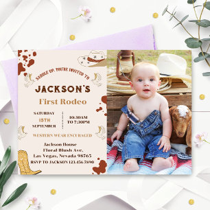 My First Rodeo Cowboy 1st Birthday  Invitation