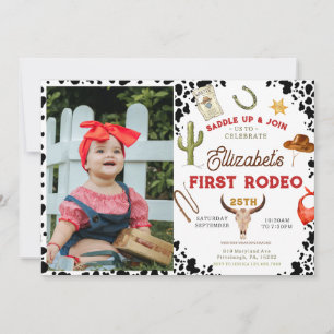 My First Rodeo Cowboy  photo 1st Birthday Invitation