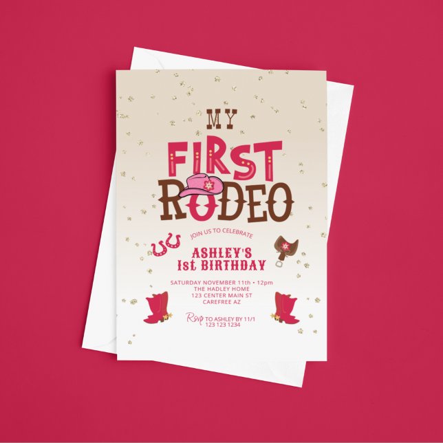 My First Rodeo Cowgirl Cream 1st Birthday Invitation (Creator Uploaded)