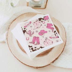My First Rodeo Cowgirl pink birthday party Napkin