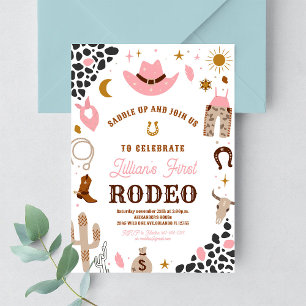 My First Rodeo Cowgirl Southwestern Birthday Invitation