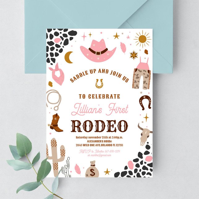 My First Rodeo Cowgirl Southwestern Birthday Invitation (Creator Uploaded)