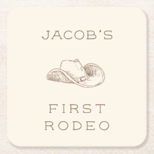 My First Rodeo Customisable Neural Party Napkin Square Paper Coaster