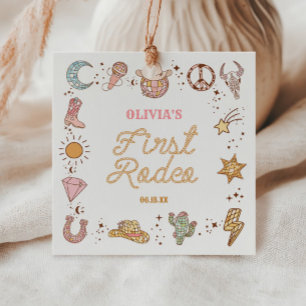 My First Rodeo Disco Cowgirl 1st Birthday Party Favour Tags
