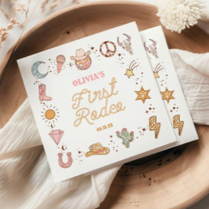 My First Rodeo Disco Cowgirl 1st Birthday Party Napkin