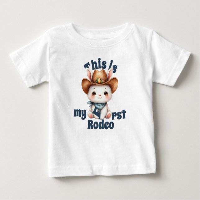My first rodeo Happy birthday Cowboy Baby T-Shirt (Front)