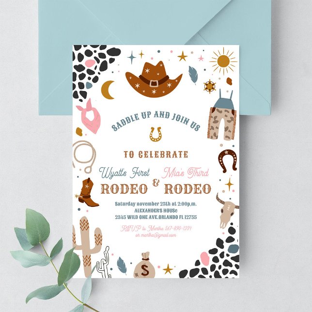 My First Rodeo Joint Cowboy Birthday Invitation (Creator Uploaded)