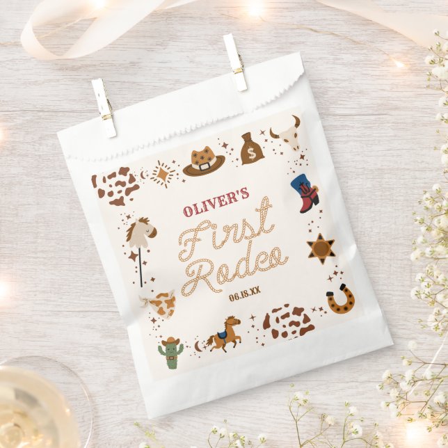 My First Rodeo Western Cowboy 1st Birthday Party Favour Bag (Clipped)