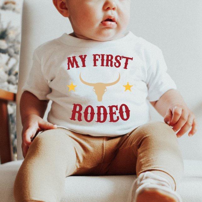 My First Rodeo Western Cowboy 1st First Birthday Baby T-Shirt (Creator Uploaded)