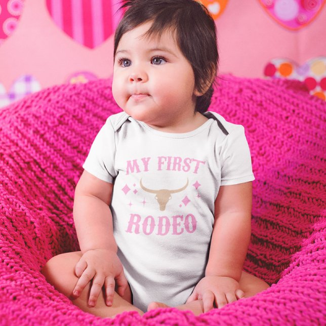 My First Rodeo Western Cowgirl 1st First Birthday Baby Bodysuit (Creator Uploaded)