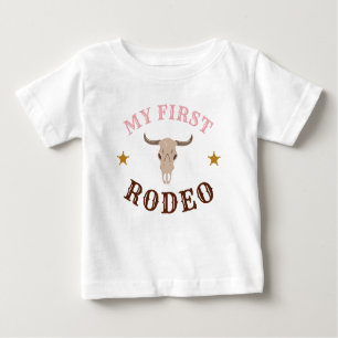 My First Rodeo Western Cowgirl First Birthday Pink Baby T-Shirt