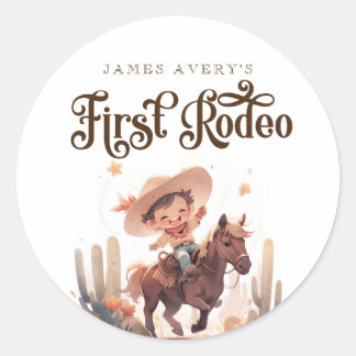 My First Rodeo Wild West Cowboy Birthday Classic Round Sticker