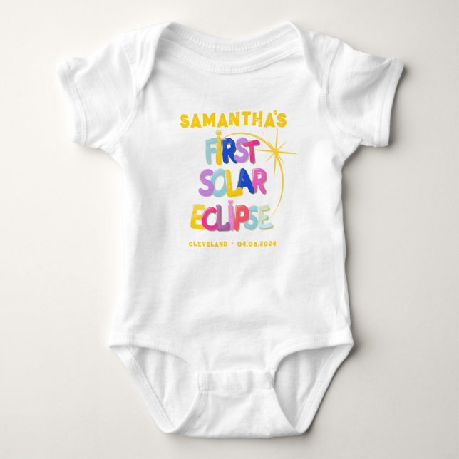 My First Solar Eclipse Add Custom Name & Location Baby Bodysuit (Front)