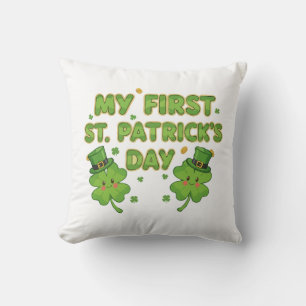 My First St. Patrick's Day Cute Kawaii Shamrock Cushion