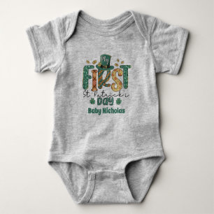 My First St Patricks day Fun Baby Gift Irish Clove Baby Bodysuit