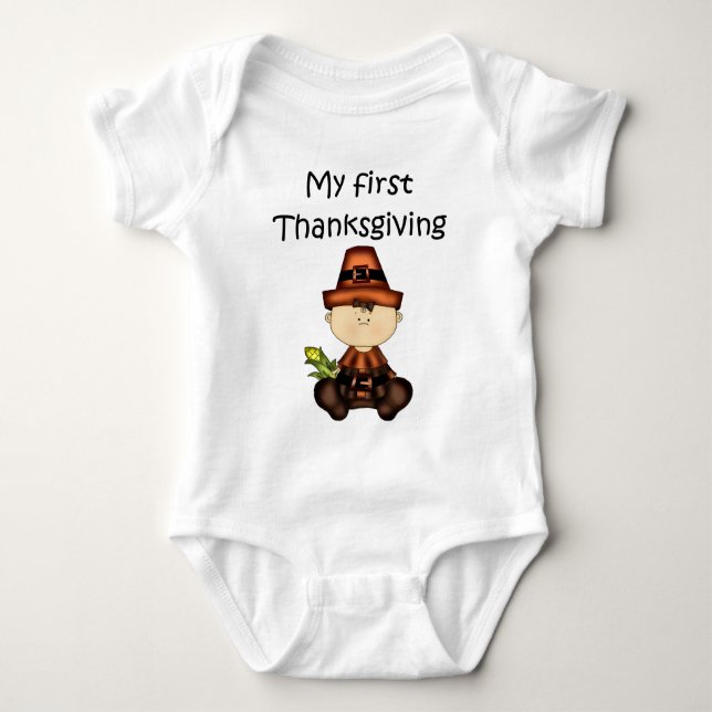 My First Thanksgiving Girl #3 *Creeper* Baby Bodysuit (Front)
