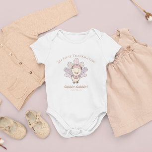 My First Thanksgiving Little Turkey Girl Baby Bodysuit