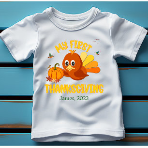 My First Thanksgiving Name white  Baby Bodysuit