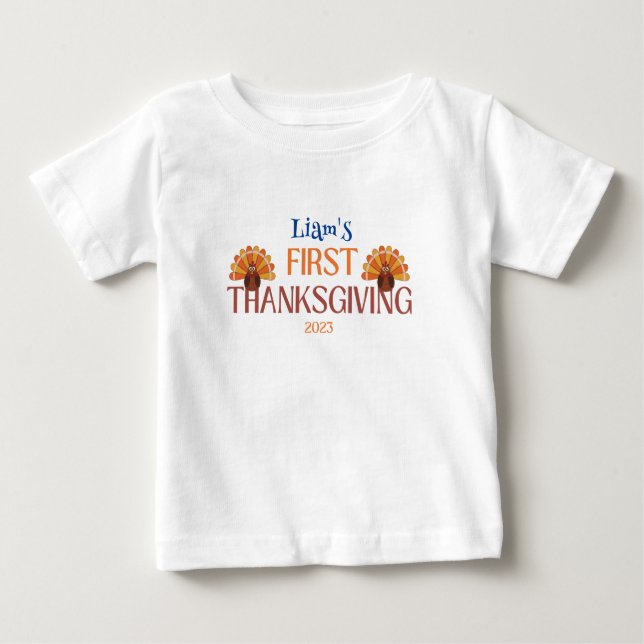 My First Thanksgiving Name white  Baby T-Shirt (Front)