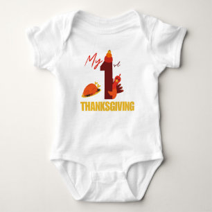 My First Thanksgiving Playful Turkey Cute Gift Baby Bodysuit