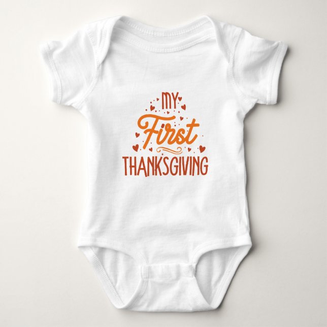 My First Thanksgiving Typography  baby bodysuit (Front)