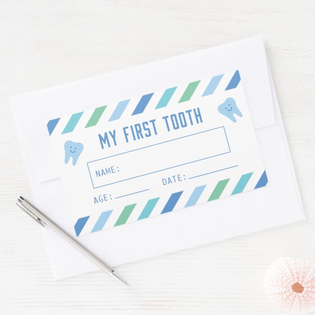 My First Tooth Keepsake Boy Rectangular Sticker (Envelope)