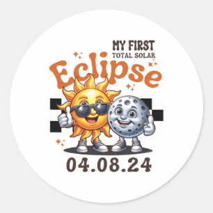 My First Total Solar Eclipse April 8 2024 Toddler Classic Round Sticker