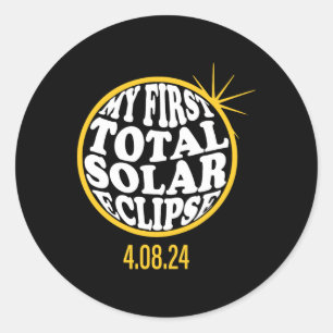 My First Total Solar Eclipse April 8th Toddler Kid Classic Round Sticker