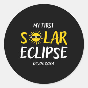 My First Total Solar Eclipse April 8th Toddler Kid Classic Round Sticker