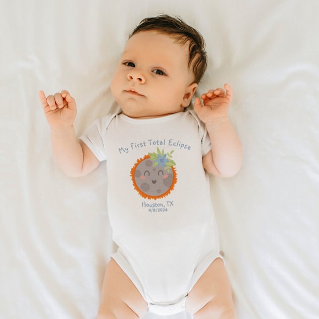 My First Total Solar Eclipse Personalised Baby Bodysuit (Add city & state to personalize, other text also editable.)