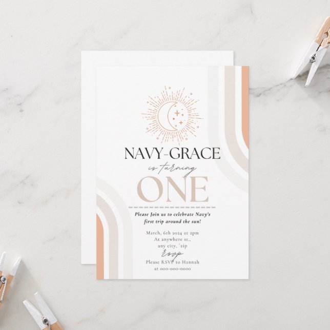 My First Trip Around The Sun Invite (Front/Back In Situ)