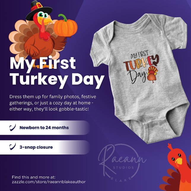 'My First Turkey Day' Thanksgiving Baby Bodysuit (Creator Uploaded)