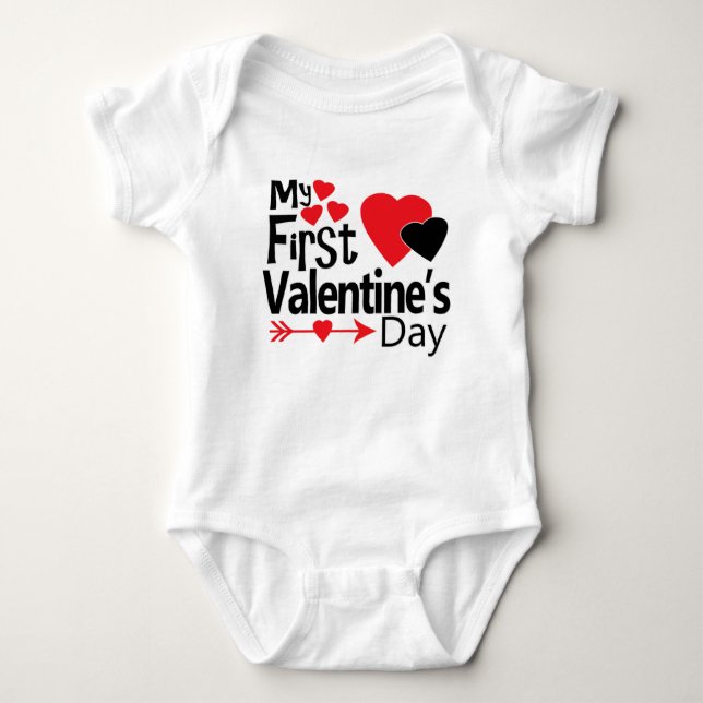 My First Valentine Baby Outfit for Boys or Girls Bodysuit (Front)