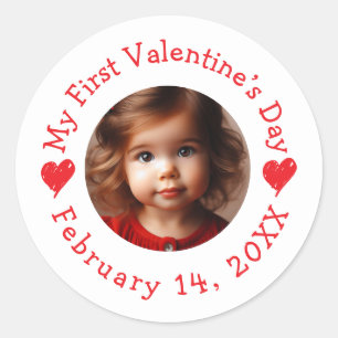 My first Valentine’s Day Customisable Classic Round Sticker