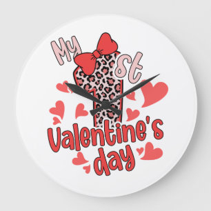 My First Valentine’s Day Large Clock