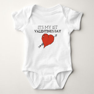 My First Valentine’s Day Valentines Day Doodle Val Baby Bodysuit