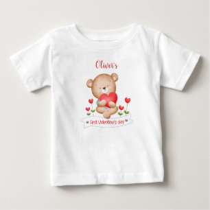 My first Valentine's day Personalised Baby boy Baby T-Shirt