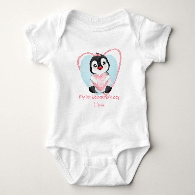 My first Valentine's day Personalised Baby girl Ba Bodysuit (Front)